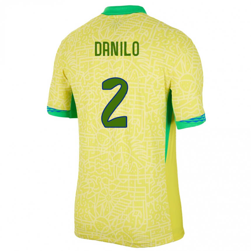 Niño Fútbol Camiseta Brasil Danilo #2 Amarillo 1ª Equipación 24-26 México