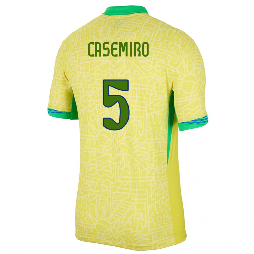 Niño Fútbol Camiseta Brasil Casemiro #5 Amarillo 1ª Equipación 24-26 México