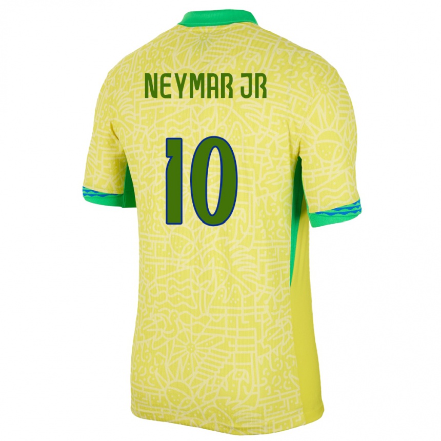 Niño Fútbol Camiseta Brasil Neymar #10 Amarillo 1ª Equipación 24-26 México