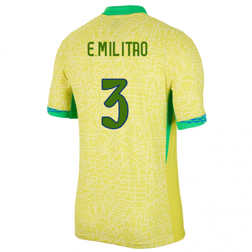 Niño Fútbol Camiseta Brasil Eder Militao #3 Amarillo 1ª Equipación 24-26 México