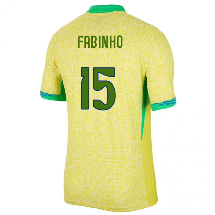 Niño Fútbol Camiseta Brasil Fabinho #15 Amarillo 1ª Equipación 24-26 México