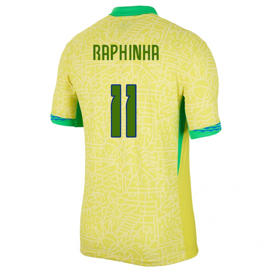 Niño Fútbol Camiseta Brasil Raphinha #11 Amarillo 1ª Equipación 24-26 México