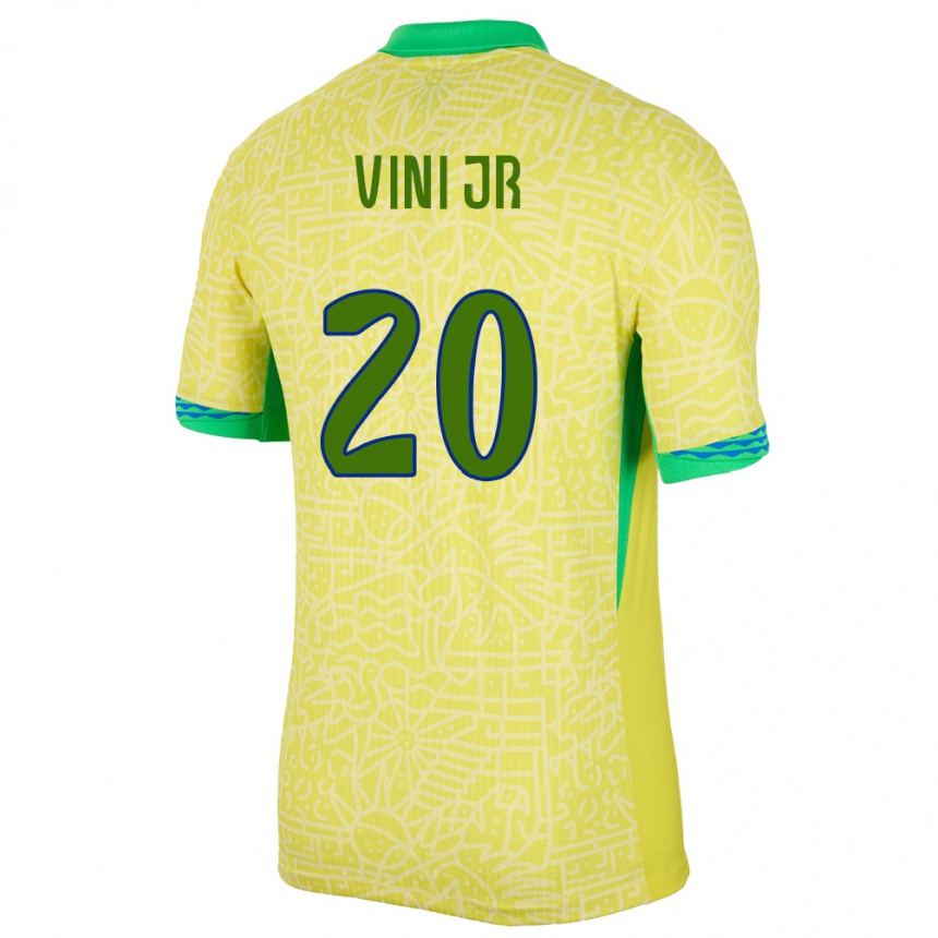 Niño Fútbol Camiseta Brasil Vinicius Junior #20 Amarillo 1ª Equipación 24-26 México