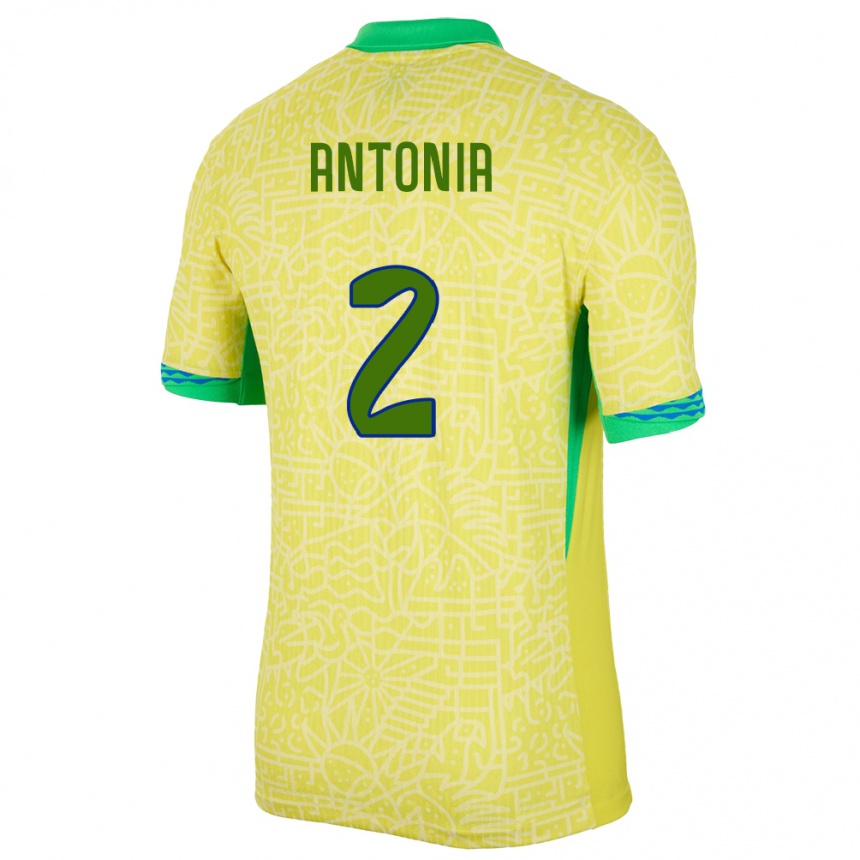 Niño Fútbol Camiseta Brasil Antonia #2 Amarillo 1ª Equipación 24-26 México