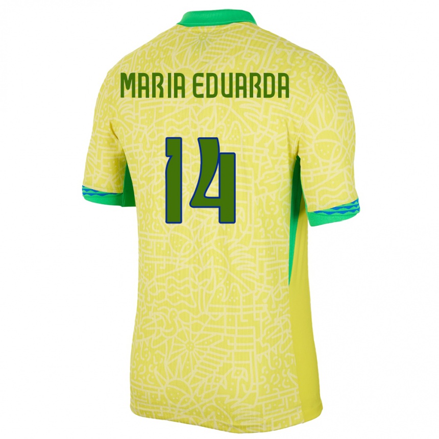 Niño Fútbol Camiseta Brasil Maria Eduarda #14 Amarillo 1ª Equipación 24-26 México