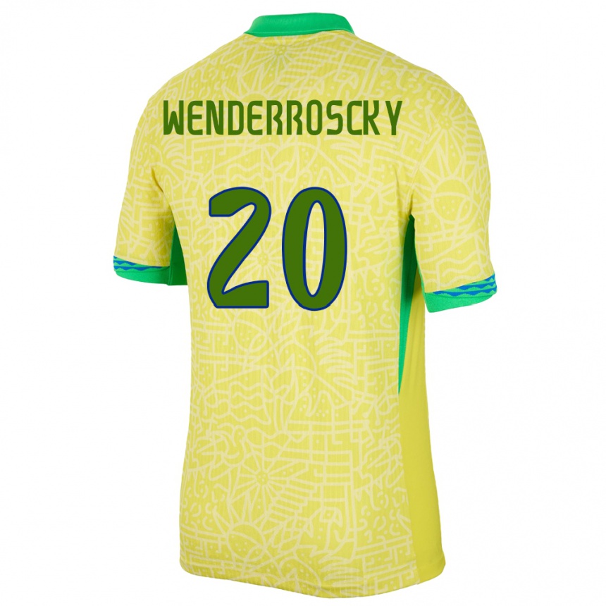 Niño Fútbol Camiseta Brasil Arthur Wenderroscky #20 Amarillo 1ª Equipación 24-26 México