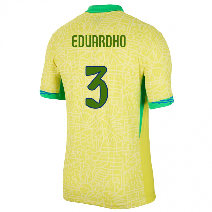 Niño Fútbol Camiseta Brasil Eduardho #3 Amarillo 1ª Equipación 24-26 México