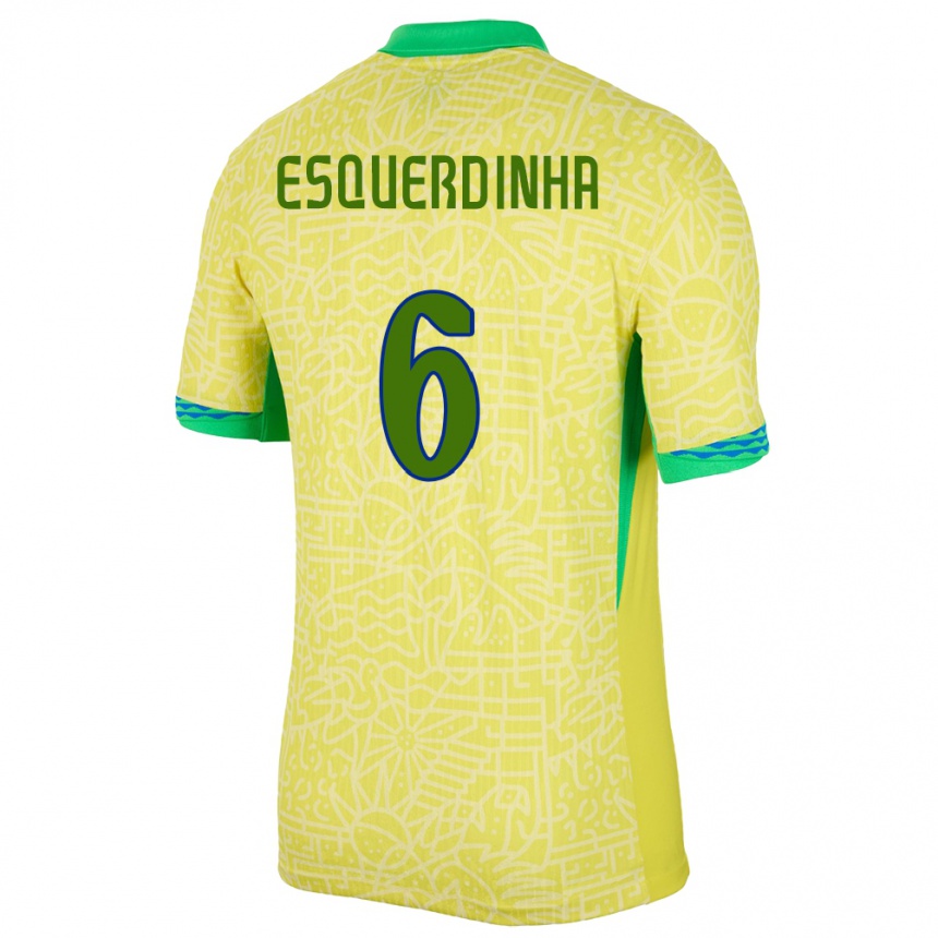 Niño Fútbol Camiseta Brasil Esquerdinha #6 Amarillo 1ª Equipación 24-26 México