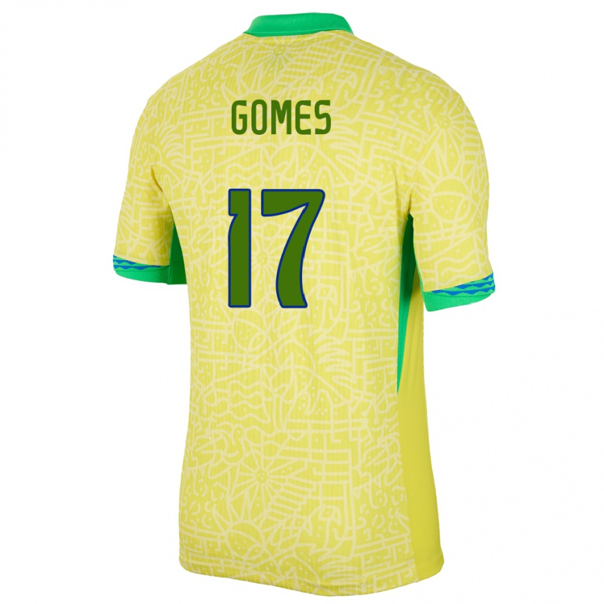 Niño Fútbol Camiseta Brasil William Gomes #17 Amarillo 1ª Equipación 24-26 México