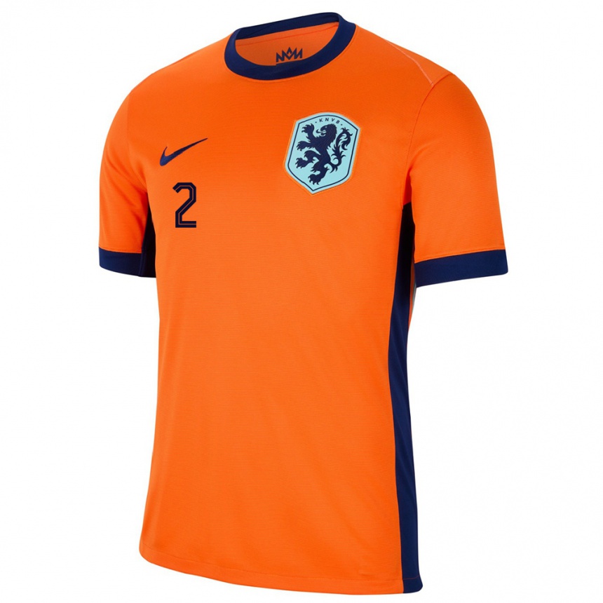 Niño Fútbol Camiseta Países Bajos Aniek Nouwen #2 Naranja 1ª Equipación 24-26 México