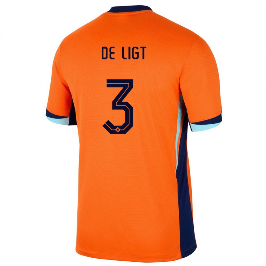 Niño Fútbol Camiseta Países Bajos Matthijs De Ligt #3 Naranja 1ª Equipación 24-26 México