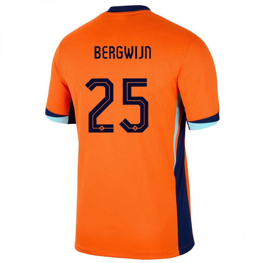 Niño Fútbol Camiseta Países Bajos Steven Bergwijn #25 Naranja 1ª Equipación 24-26 México