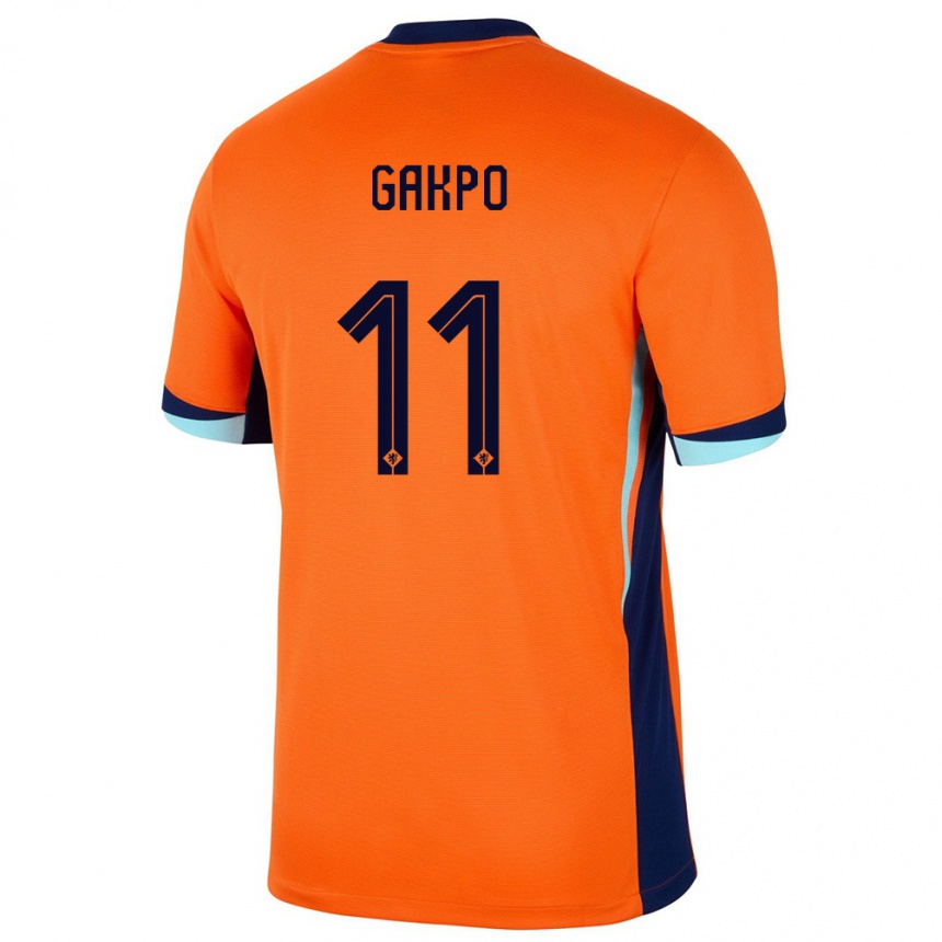 Niño Fútbol Camiseta Países Bajos Cody Gakpo #11 Naranja 1ª Equipación 24-26 México