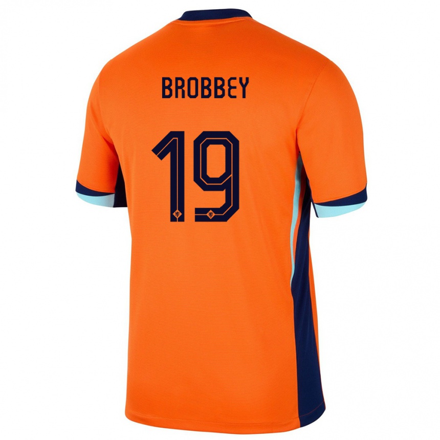 Niño Fútbol Camiseta Países Bajos Brian Brobbey #19 Naranja 1ª Equipación 24-26 México