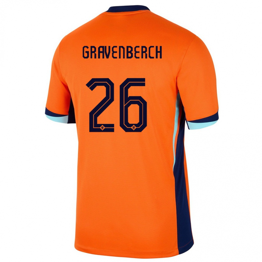 Niño Fútbol Camiseta Países Bajos Ryan Gravenberch #26 Naranja 1ª Equipación 24-26 México