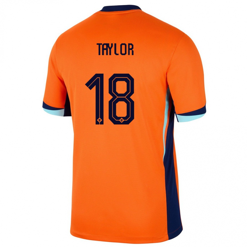Niño Fútbol Camiseta Países Bajos Kenneth Taylor #18 Naranja 1ª Equipación 24-26 México