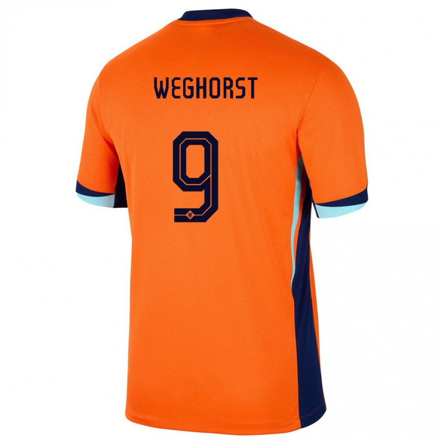 Niño Fútbol Camiseta Países Bajos Wout Weghorst #9 Naranja 1ª Equipación 24-26 México