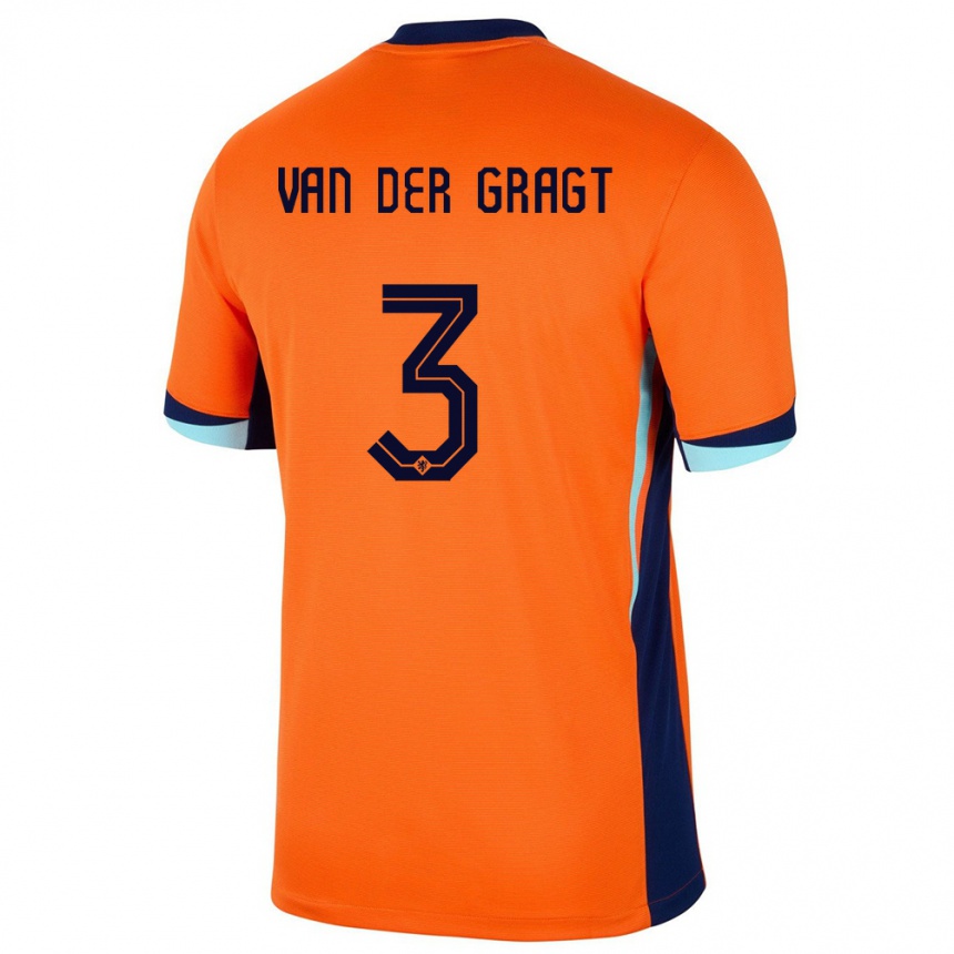 Niño Fútbol Camiseta Países Bajos Stefanie Van Der Gragt #3 Naranja 1ª Equipación 24-26 México