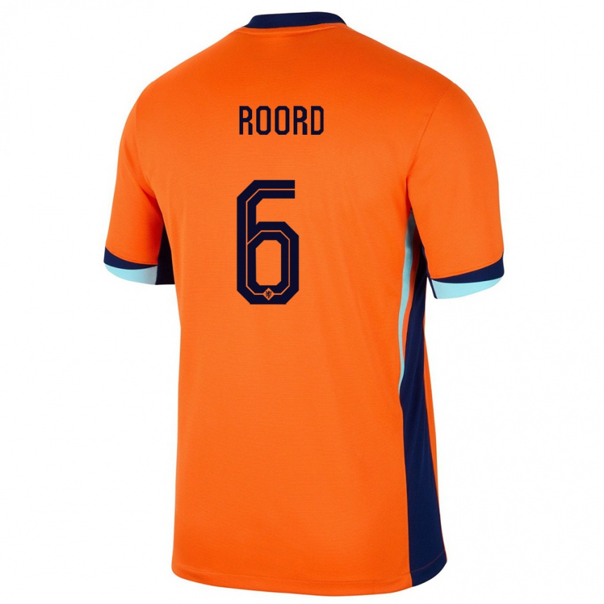 Niño Fútbol Camiseta Países Bajos Jill Roord #6 Naranja 1ª Equipación 24-26 México