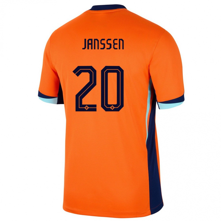 Niño Fútbol Camiseta Países Bajos Dominique Janssen #20 Naranja 1ª Equipación 24-26 México