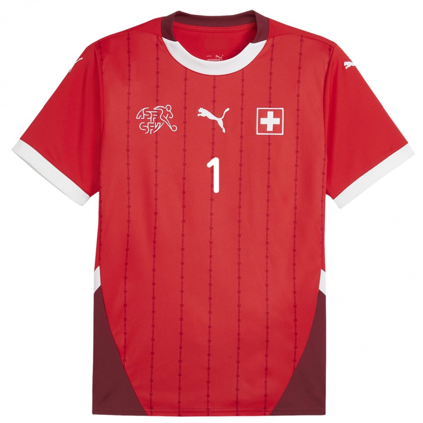 Niño Fútbol Camiseta Suiza Marvin Hubel #1 Rojo 1ª Equipación 24-26 México