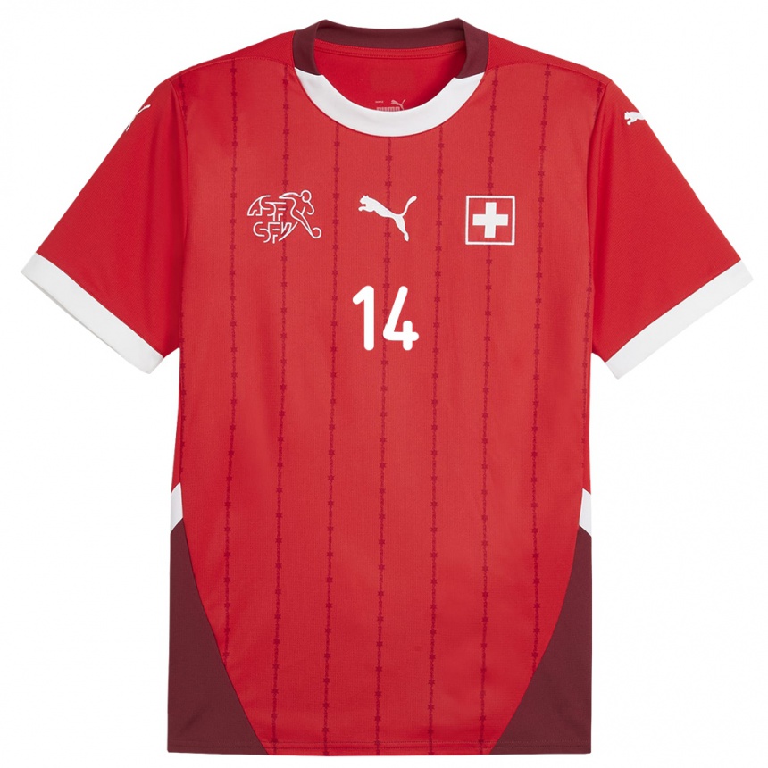 Niño Fútbol Camiseta Suiza Severin Ottiger #14 Rojo 1ª Equipación 24-26 México