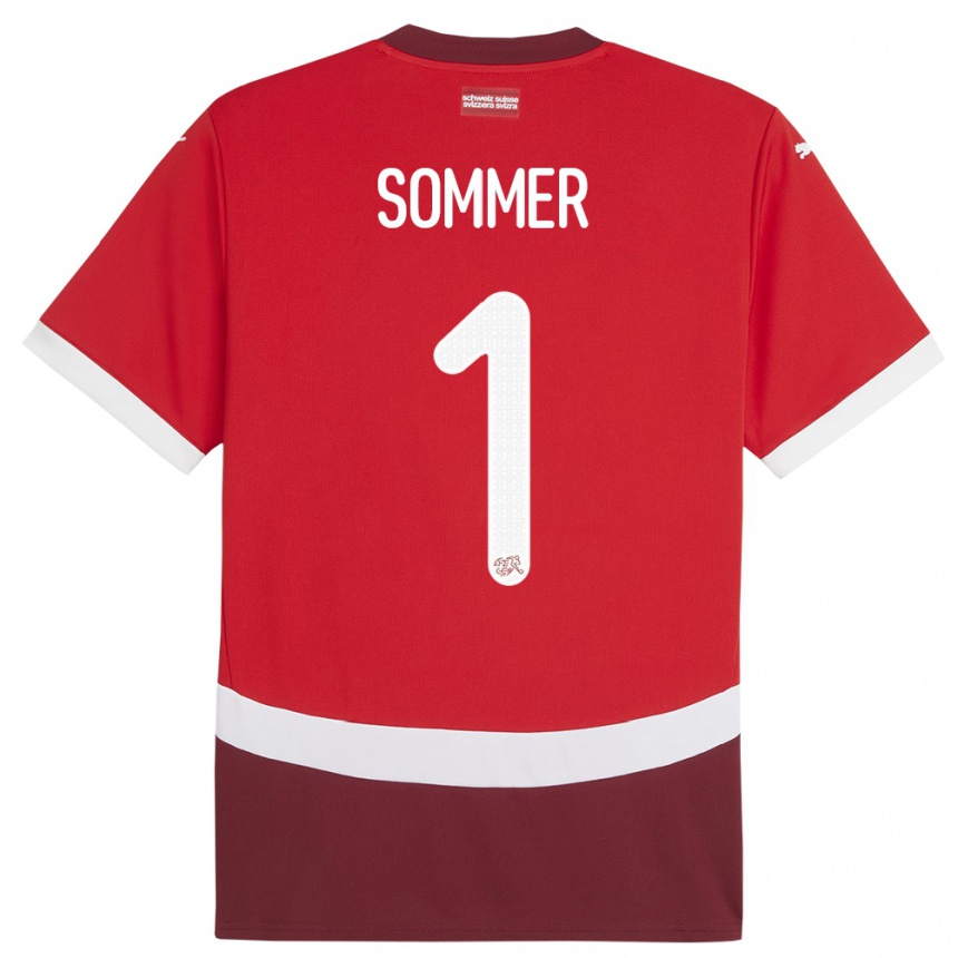 Niño Fútbol Camiseta Suiza Yann Sommer #1 Rojo 1ª Equipación 24-26 México