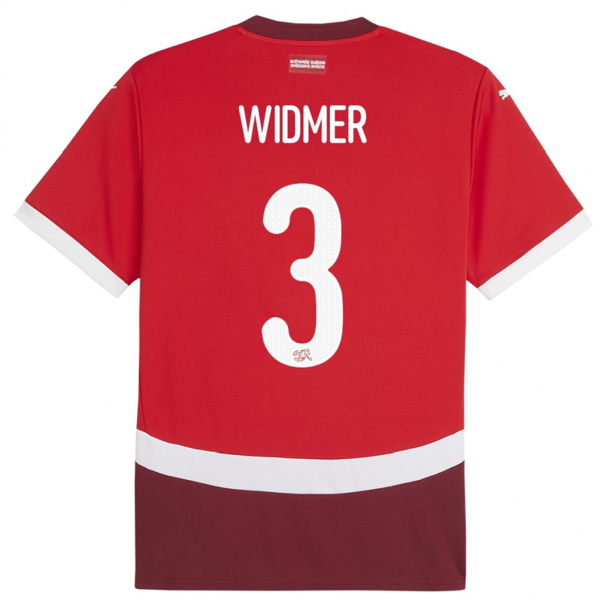 Niño Fútbol Camiseta Suiza Silvan Widmer #3 Rojo 1ª Equipación 24-26 México