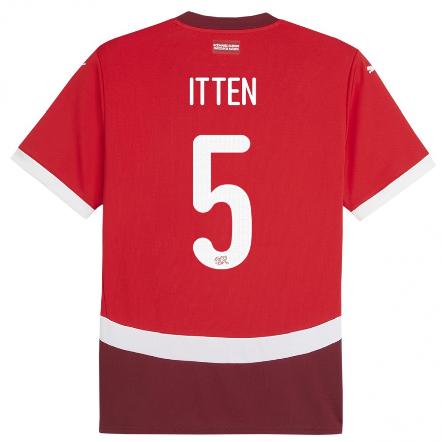 Niño Fútbol Camiseta Suiza Cedric Itten #5 Rojo 1ª Equipación 24-26 México