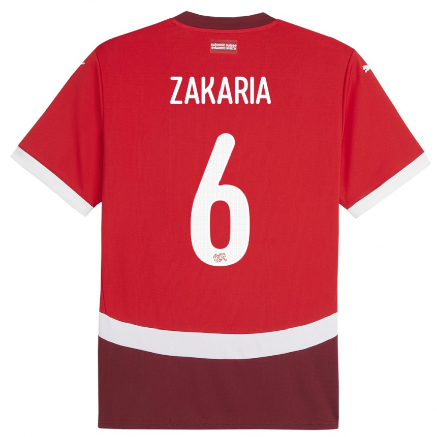 Niño Fútbol Camiseta Suiza Denis Zakaria #6 Rojo 1ª Equipación 24-26 México