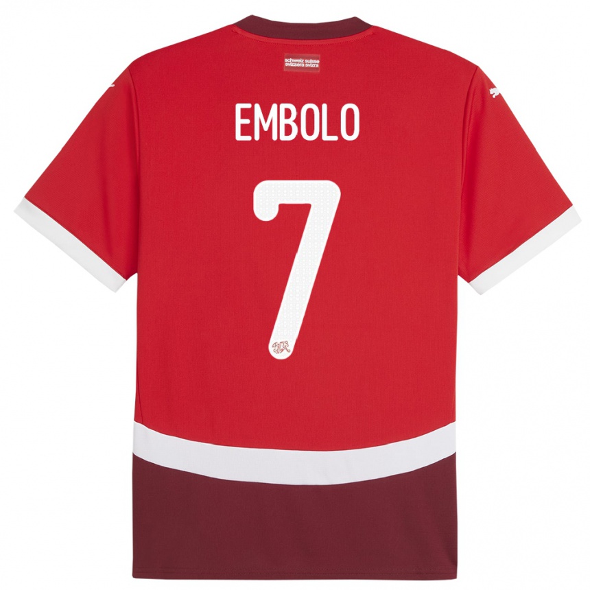 Niño Fútbol Camiseta Suiza Breel Embolo #7 Rojo 1ª Equipación 24-26 México