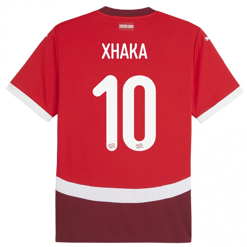 Niño Fútbol Camiseta Suiza Granit Xhaka #10 Rojo 1ª Equipación 24-26 México