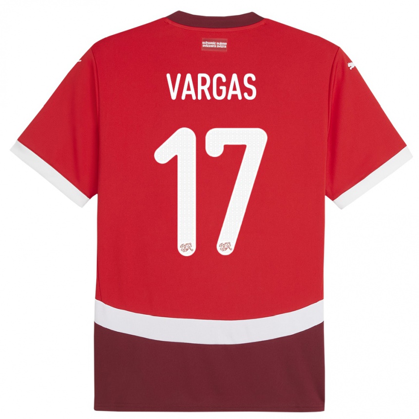 Niño Fútbol Camiseta Suiza Ruben Vargas #17 Rojo 1ª Equipación 24-26 México