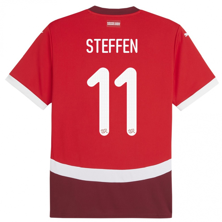 Niño Fútbol Camiseta Suiza Renato Steffen #11 Rojo 1ª Equipación 24-26 México