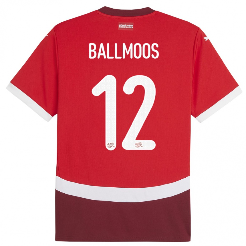 Niño Fútbol Camiseta Suiza David Von Ballmoos #12 Rojo 1ª Equipación 24-26 México