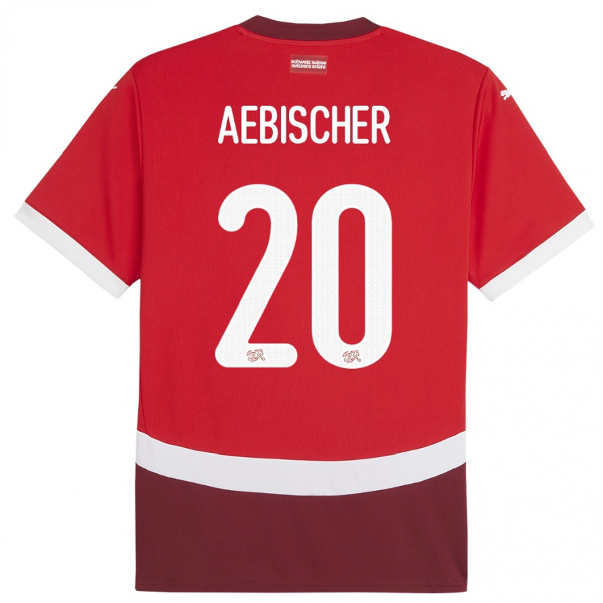 Niño Fútbol Camiseta Suiza Michel Aebischer #20 Rojo 1ª Equipación 24-26 México