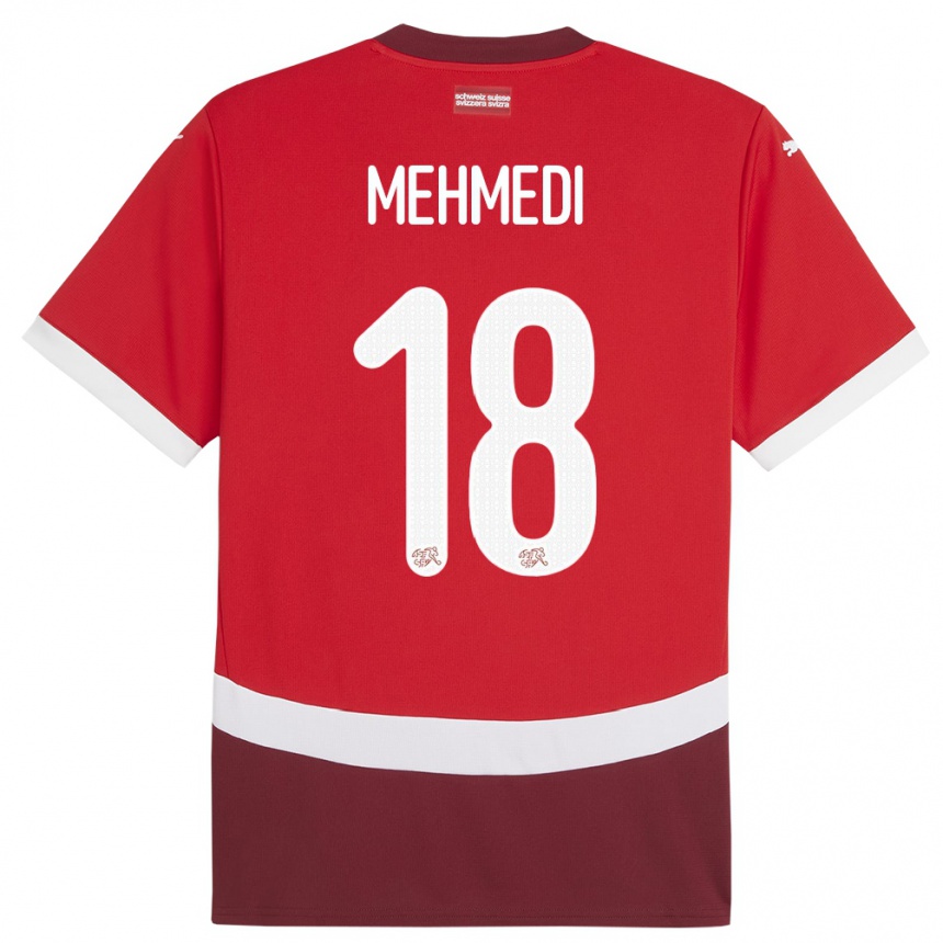 Niño Fútbol Camiseta Suiza Admir Mehmedi #18 Rojo 1ª Equipación 24-26 México