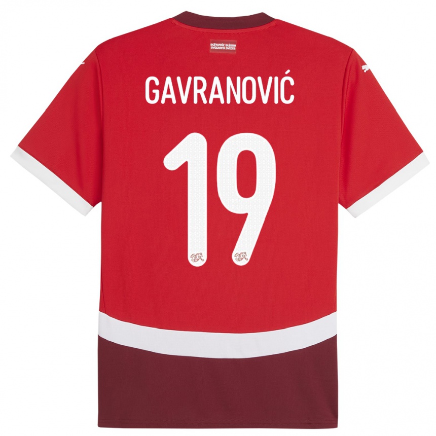 Niño Fútbol Camiseta Suiza Mario Gavranovic #19 Rojo 1ª Equipación 24-26 México