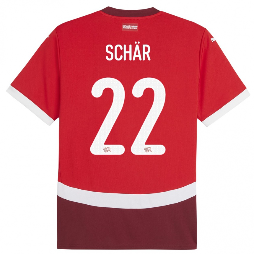 Niño Fútbol Camiseta Suiza Fabian Schar #22 Rojo 1ª Equipación 24-26 México