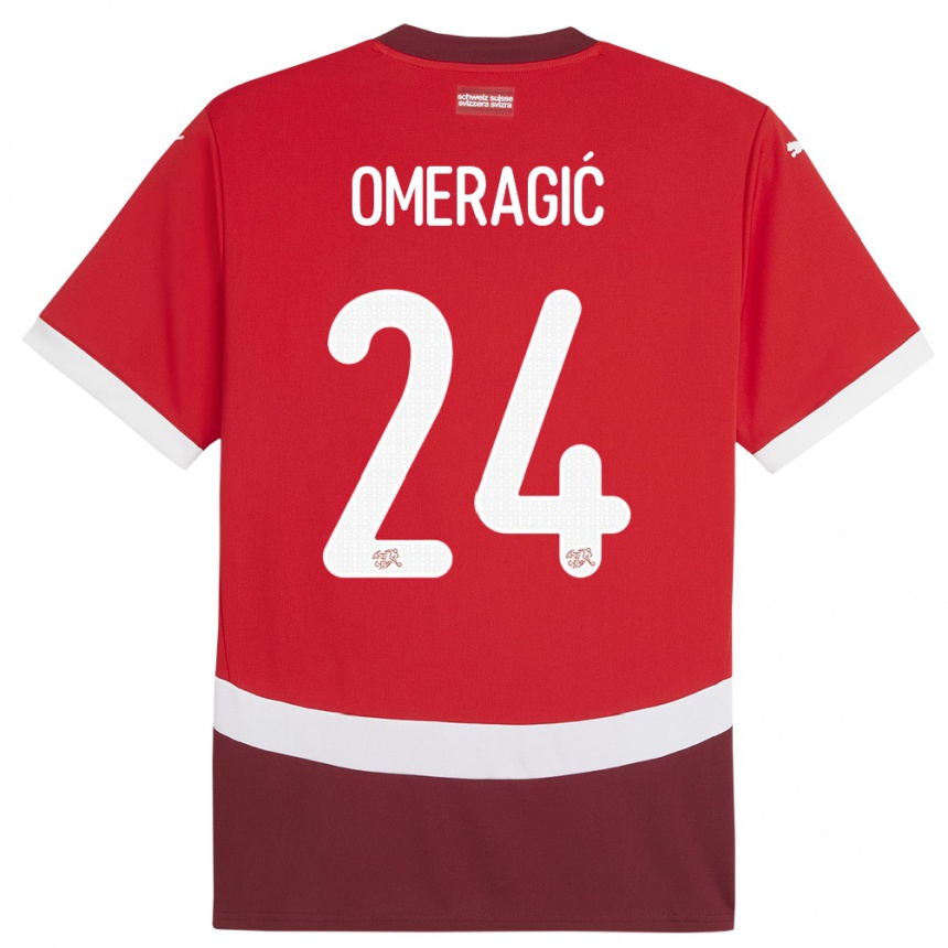 Niño Fútbol Camiseta Suiza Becir Omeragic #24 Rojo 1ª Equipación 24-26 México