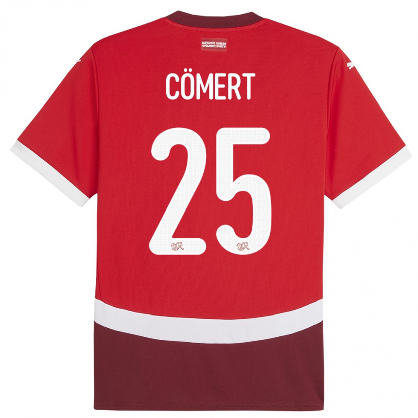 Niño Fútbol Camiseta Suiza Eray Comert #25 Rojo 1ª Equipación 24-26 México