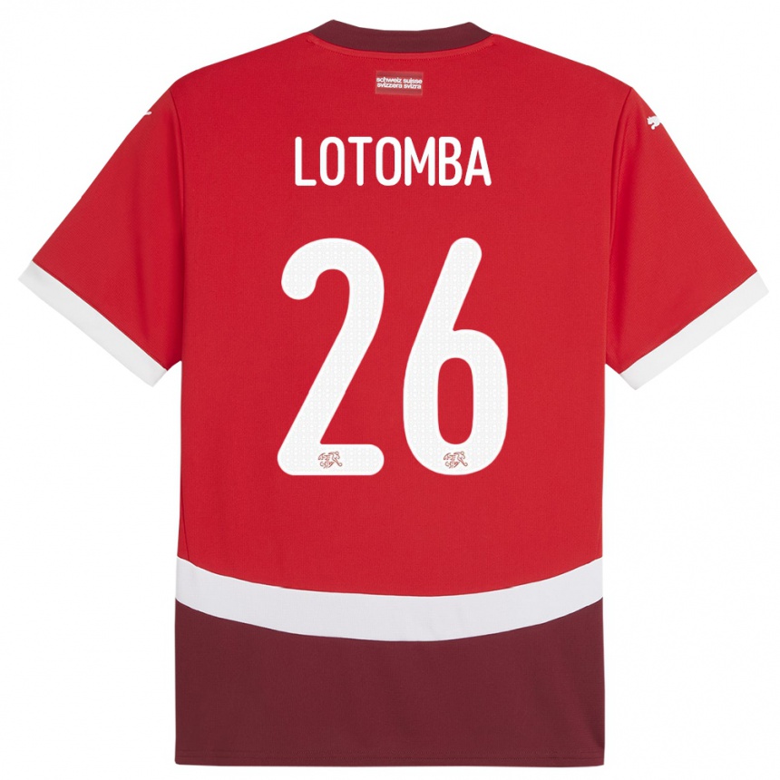 Niño Fútbol Camiseta Suiza Jordan Lotomba #26 Rojo 1ª Equipación 24-26 México