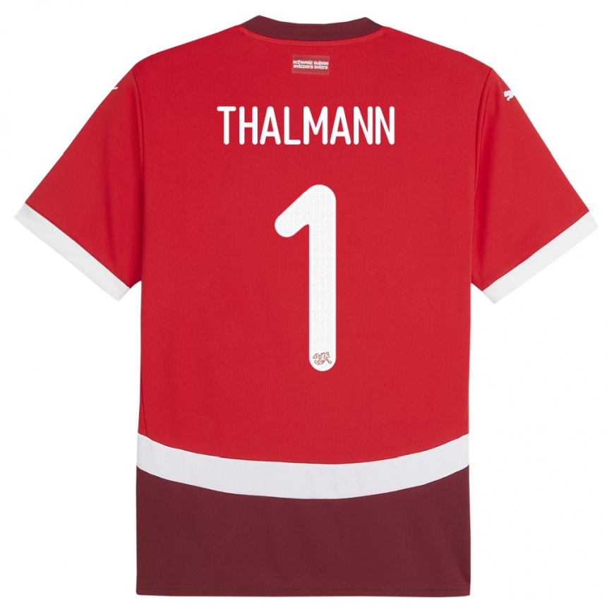 Niño Fútbol Camiseta Suiza Gaelle Thalmann #1 Rojo 1ª Equipación 24-26 México