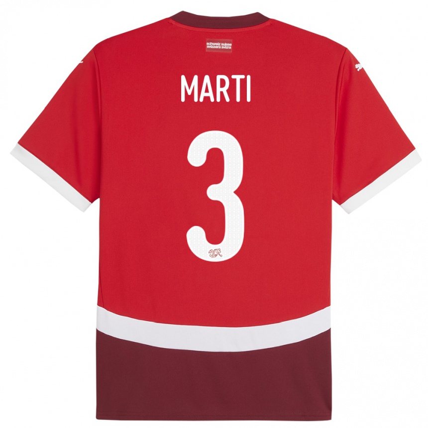 Niño Fútbol Camiseta Suiza Lara Marti #3 Rojo 1ª Equipación 24-26 México