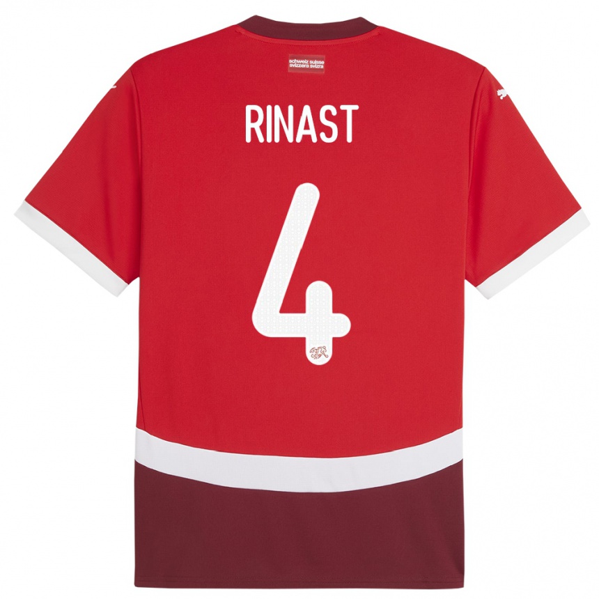 Niño Fútbol Camiseta Suiza Rachel Rinast #4 Rojo 1ª Equipación 24-26 México