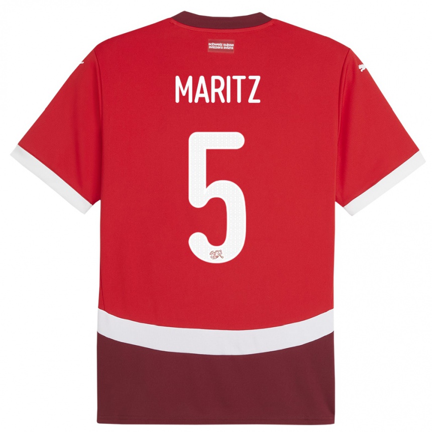 Niño Fútbol Camiseta Suiza Noelle Maritz #5 Rojo 1ª Equipación 24-26 México