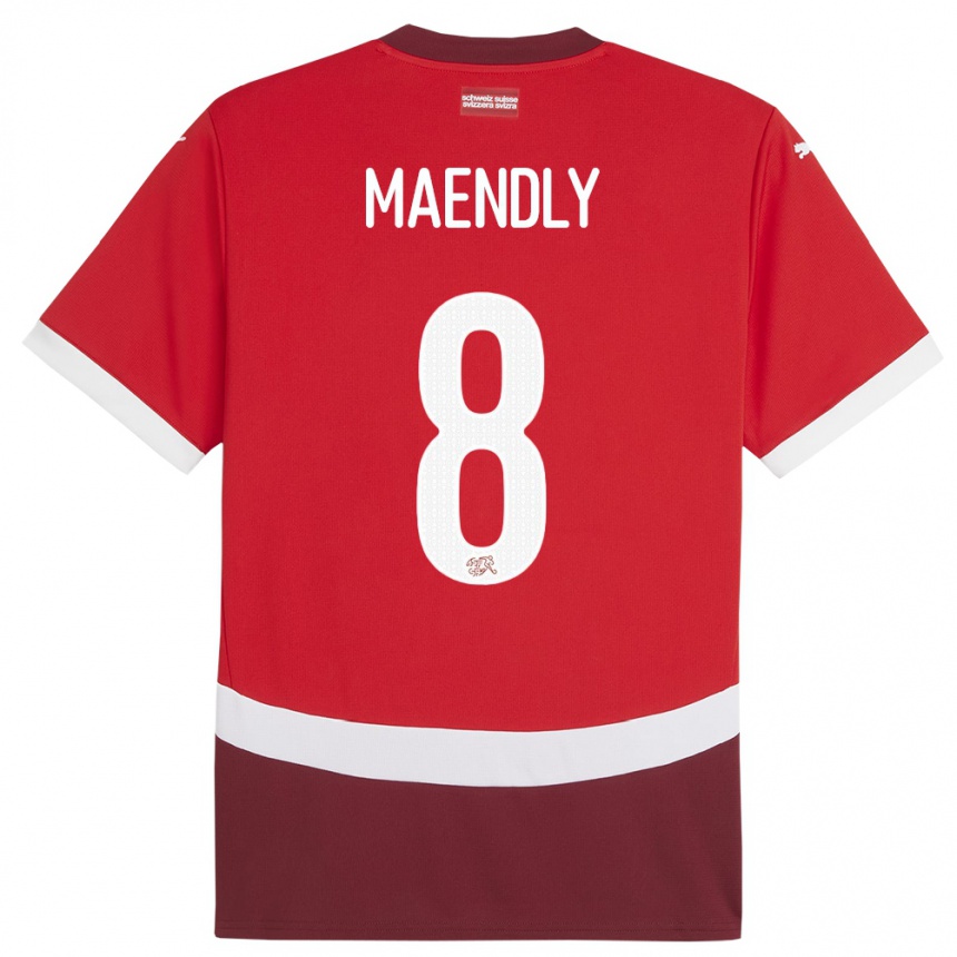 Niño Fútbol Camiseta Suiza Sandy Maendly #8 Rojo 1ª Equipación 24-26 México