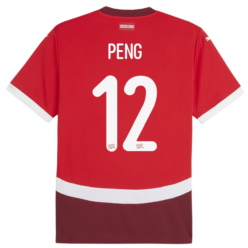 Niño Fútbol Camiseta Suiza Livia Peng #12 Rojo 1ª Equipación 24-26 México