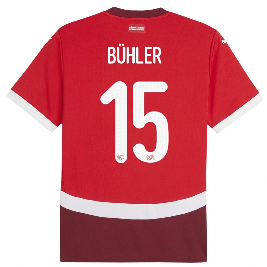 Niño Fútbol Camiseta Suiza Luana Buhler #15 Rojo 1ª Equipación 24-26 México