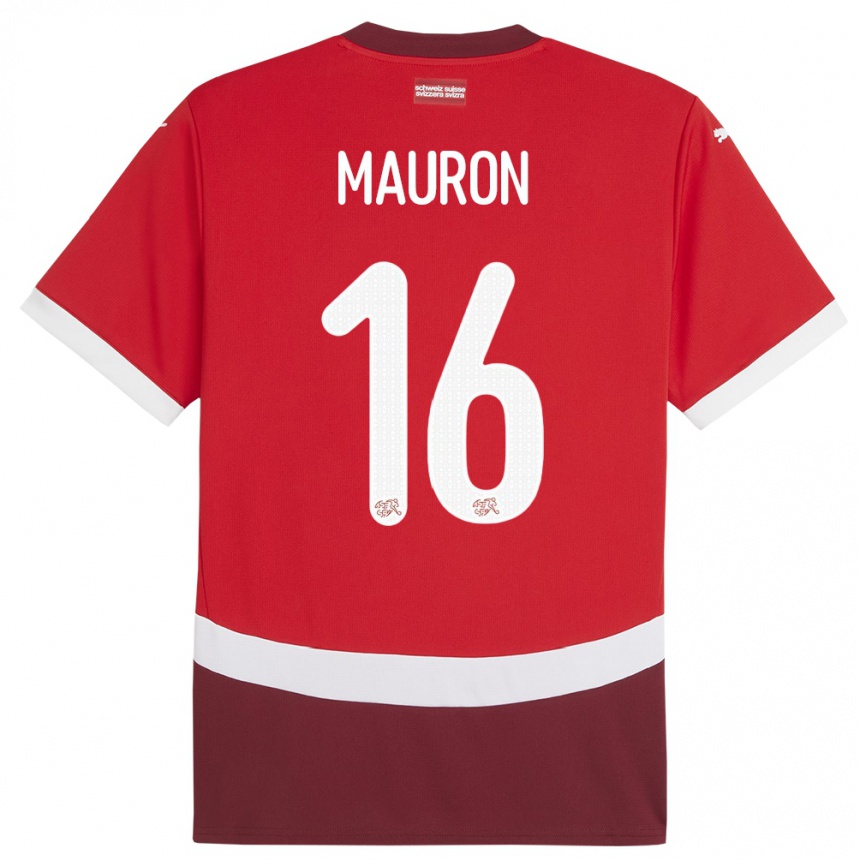 Niño Fútbol Camiseta Suiza Sandrine Mauron #16 Rojo 1ª Equipación 24-26 México